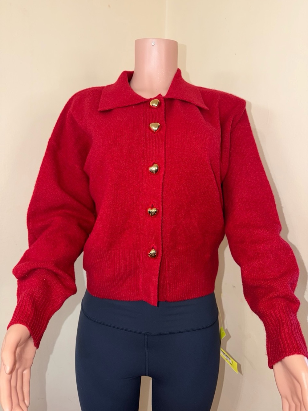 a new day Red Knit Cardigan with Button Detail